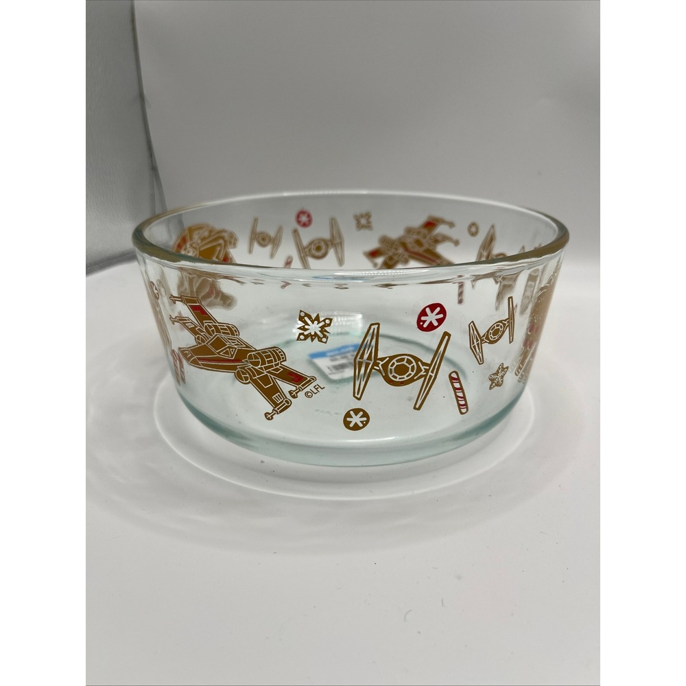 Pyrex Star Wars Holiday Gingerbread Glass Storage Bowl 6 Cup X-Wing TIE Fighter